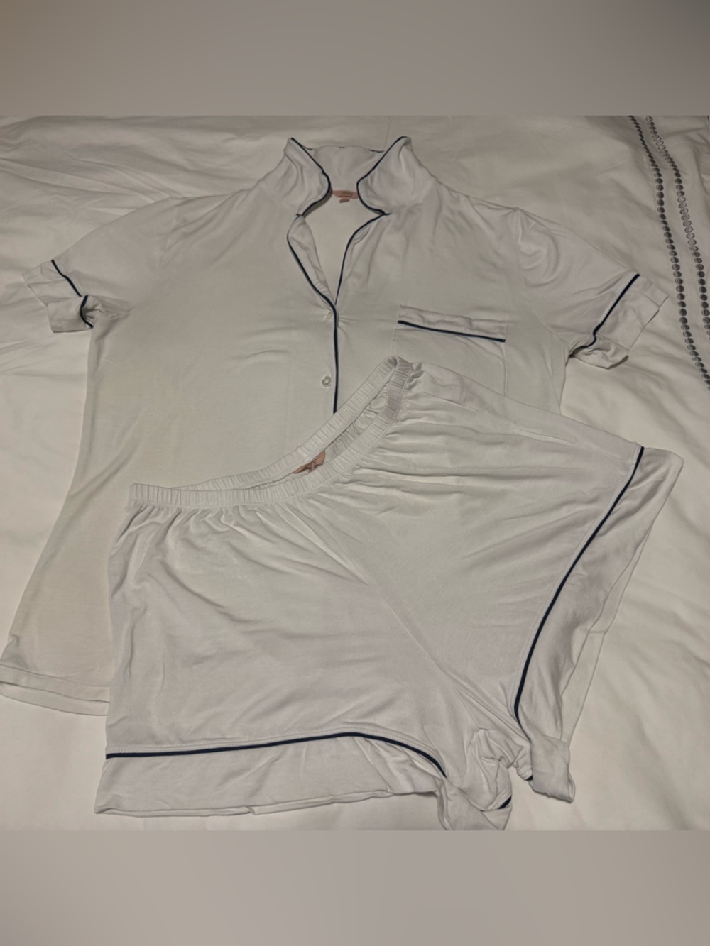Eberjey Gisele Relaxed Short PJ Set Women's Size Medium White Pajamas Loungewear